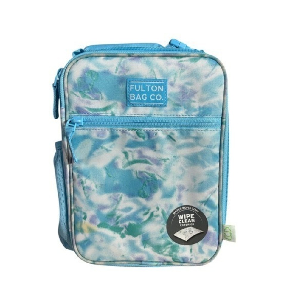 Fulton Bag Co. Insulated Lunch Box Blue Marble Tie-Dye Adult Kids Travel 10" NEW